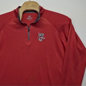 Colosseum Wisconsin Badgers 1/4 Zip‎ Pullover Jacket Mens XL Red Bucky Logo NCAA
